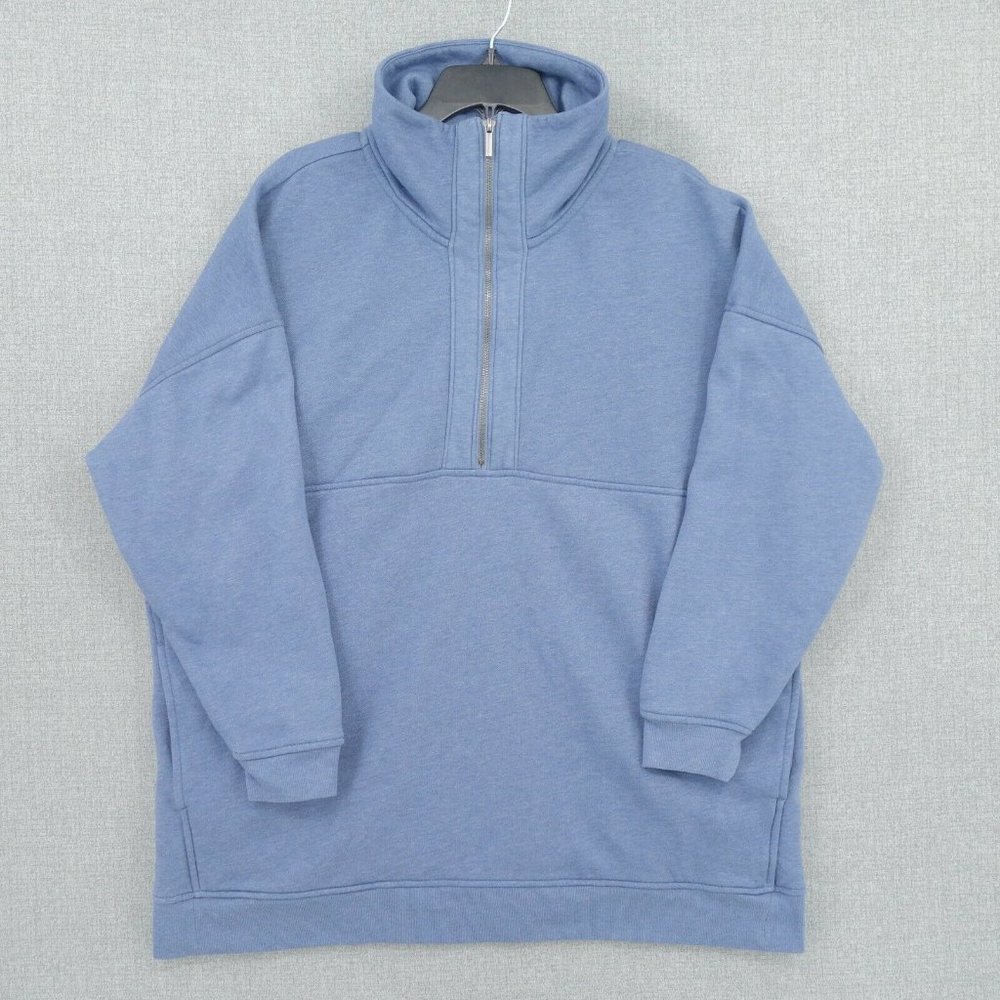 Old Navy Sweater Mens Extra Large Blue Long Sleeve 1/2 Zip Mock Neck Pockets